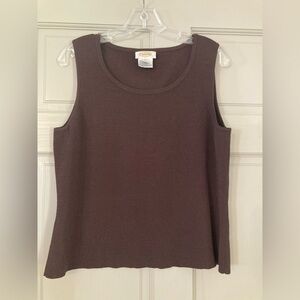 Vtg TALBOTS Brown Knit Scoop Neck Tank Top Size Large